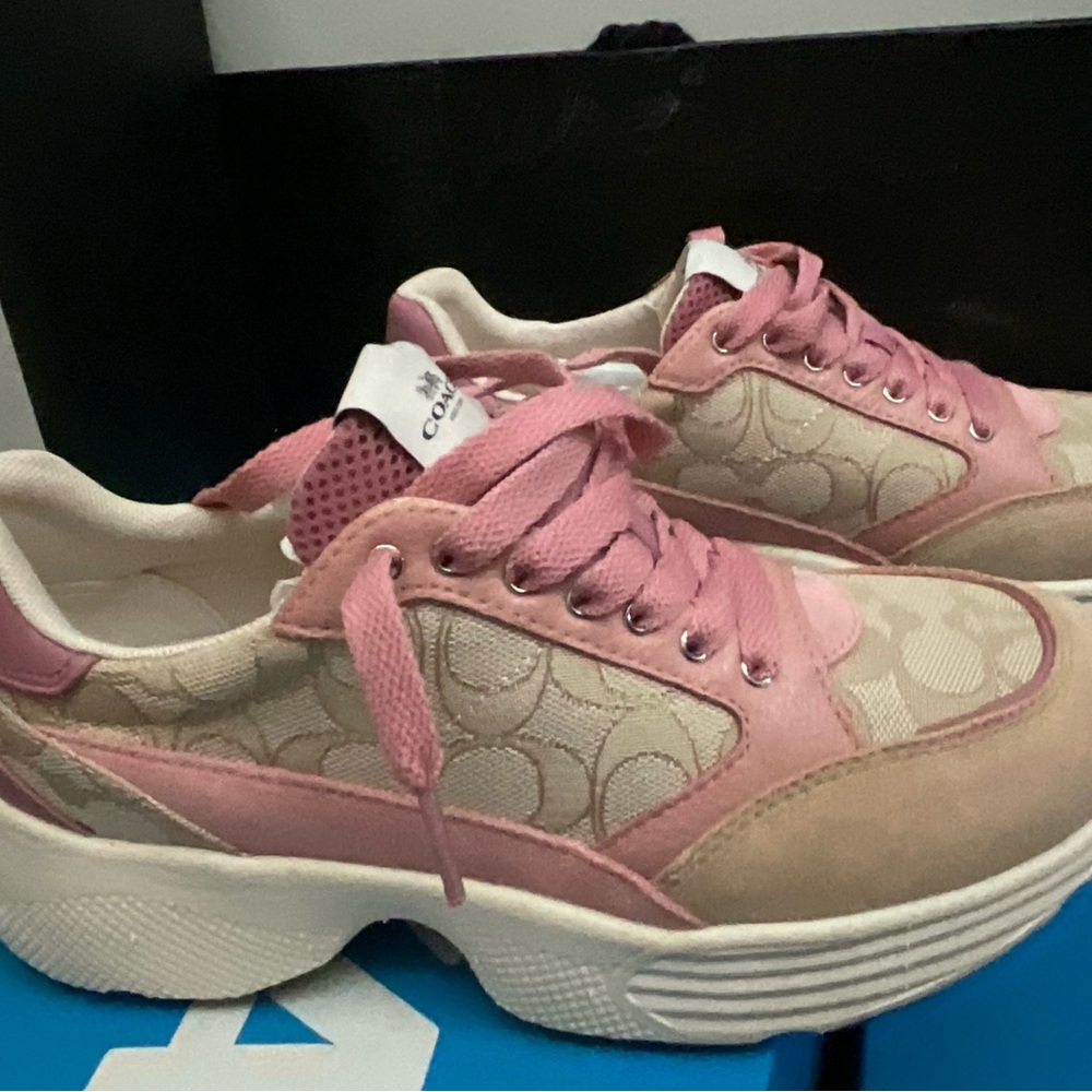 Coach Women's Pink and Cream Sneakers - Picture 3 of 8